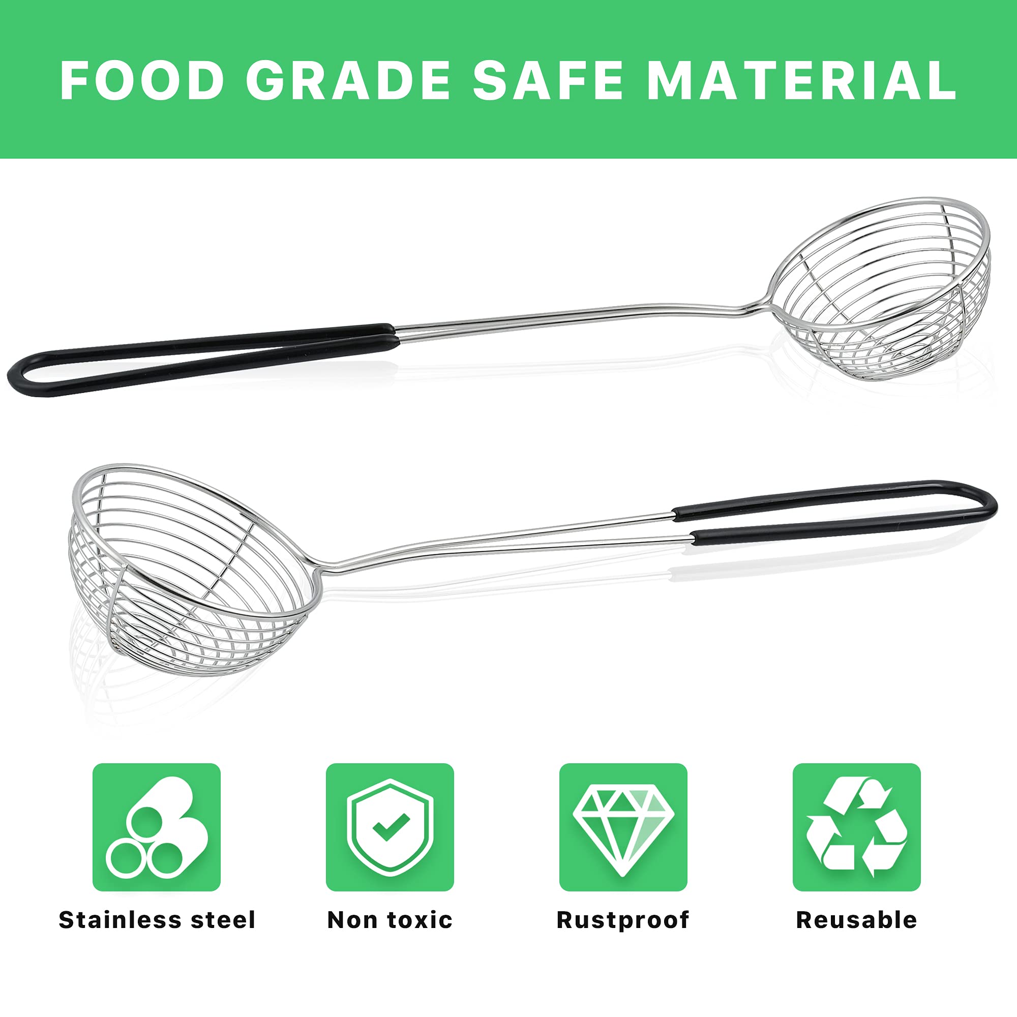 Worldity 12 Pieces Hot Pot Strainer Scoops, 2.5 Inch Stainless Steel Spider Strainer Skimmer, Hot Pot Ladle With Insulated Handl